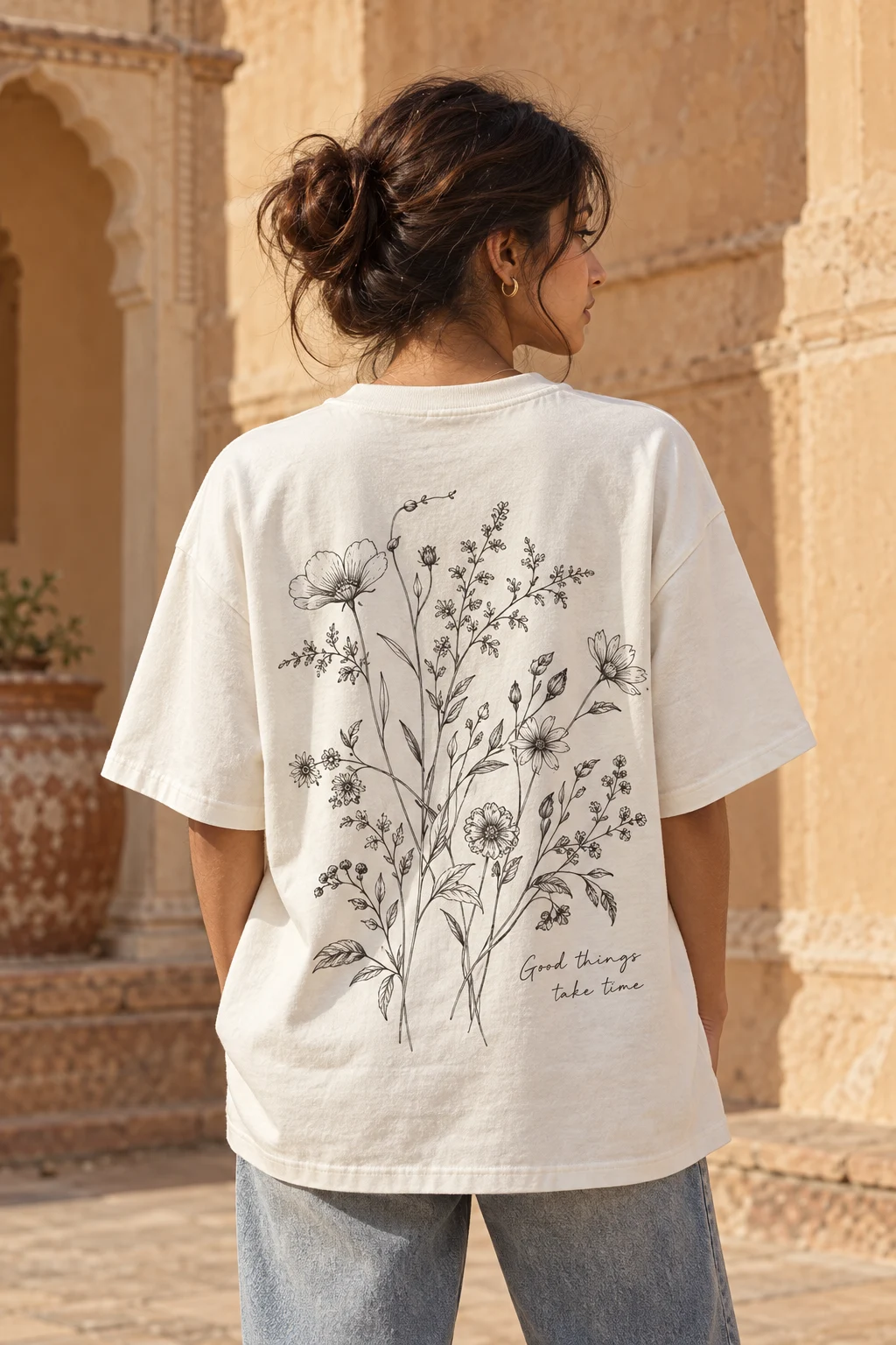 WHITE oversized cotton T-shirt