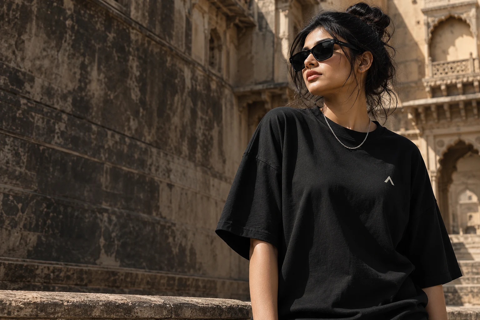 BLACK oversized cotton T-shirt