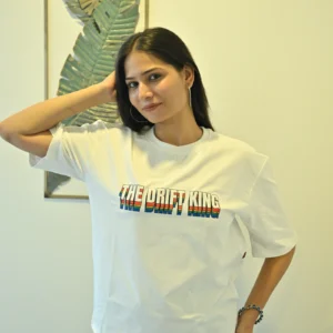 APNATYPE Street Racing White Oversized Graphic T-Shirt