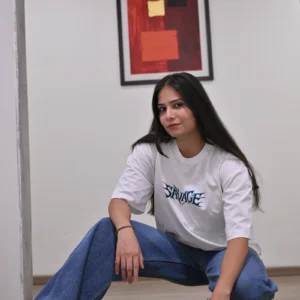 APNATYPE Blue Dragon White Oversized Graphic T-Shirt