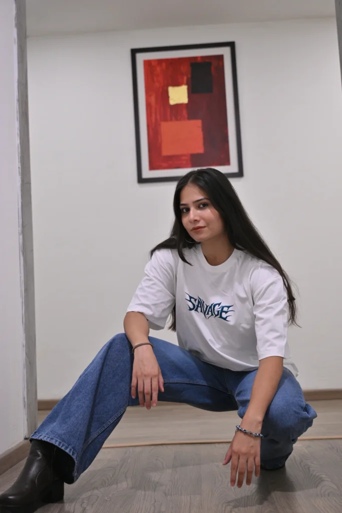 APNATYPE Blue Dragon White Oversized Graphic T-Shirt